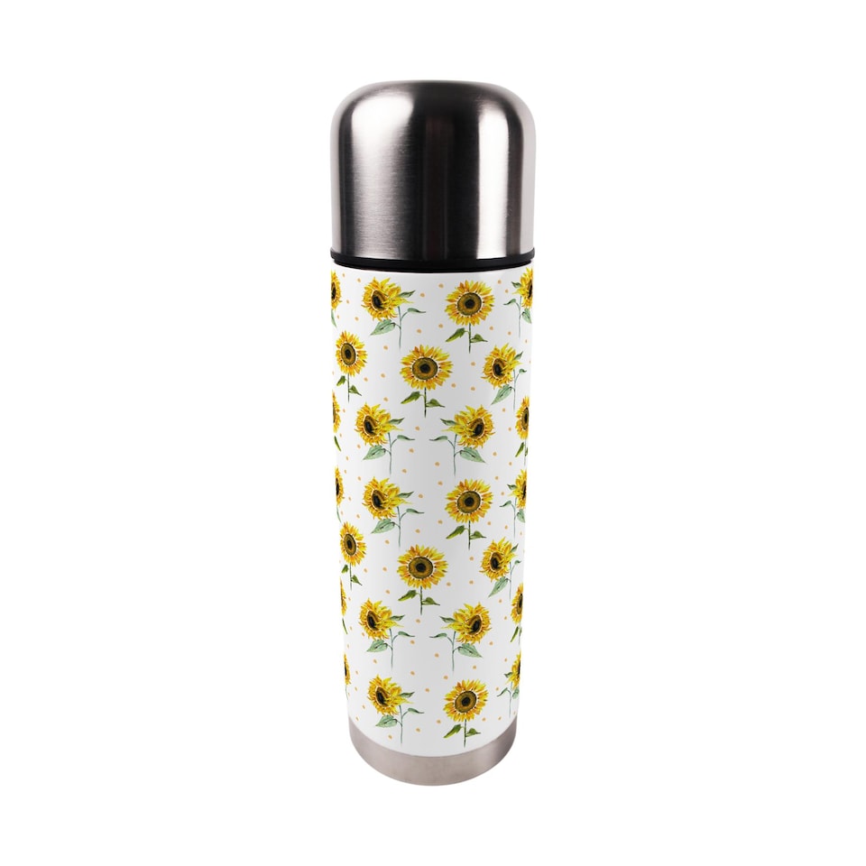 image 1 of Painted Sunflowers Large Reusable Thermal Flask