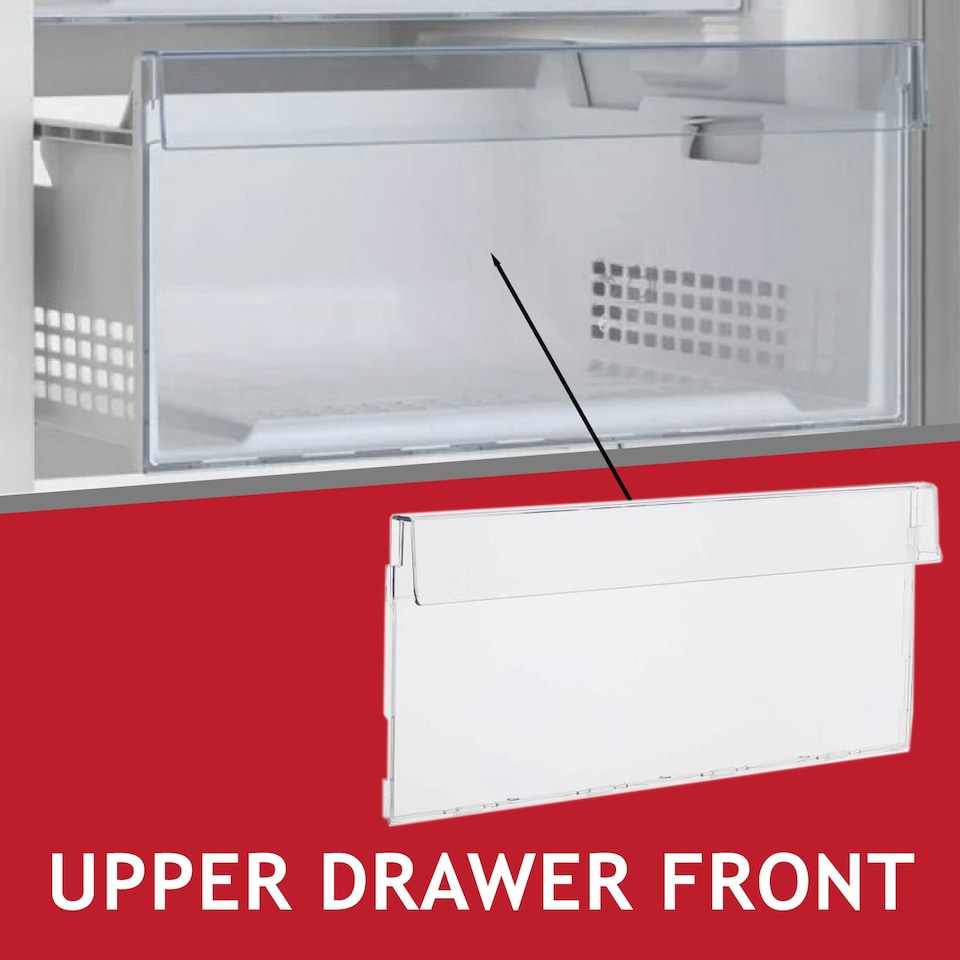 image 1 of Beko Freezer Drawer Front Basket Handle Cover 445mm x 190mm Clear
