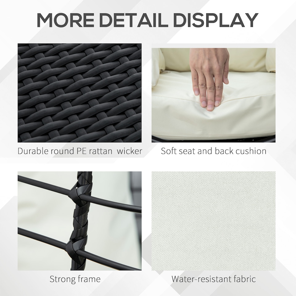 image 1 of Outsunny Swivel Egg Chair, Garden Rattan Swivel Chair with Thickened Cushion and Pillow, 150 KG Capacity for Indoor Outdoor, Balcony, Patio, Black