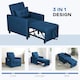 image 5 of HOMCOM Pull Out Chair Bed, Sleeper Chair with Pillow, Side Pockets, Blue