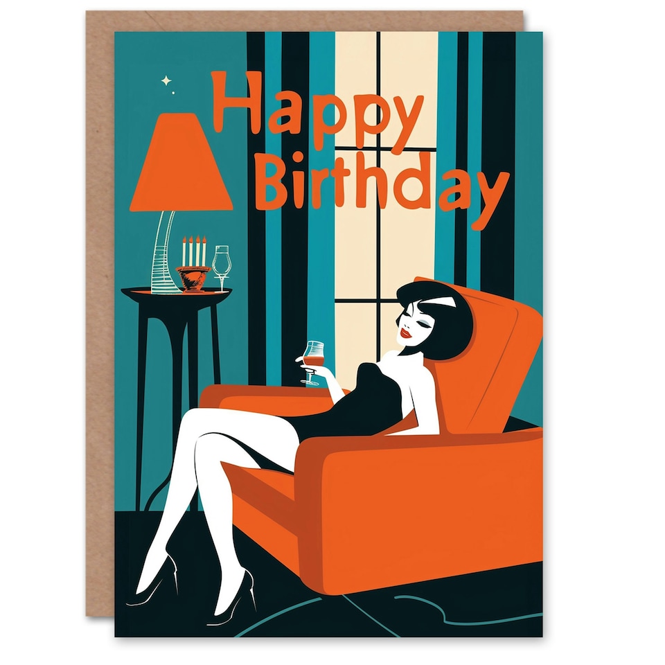 image 1 of Wine Lover Cocktail Dress Living Room Her Birthday Card