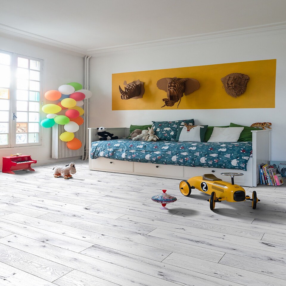 image 1 of White Wood Effect Anti-Slip Vinyl Flooring For Kitchen, Bathroom, 2.6mm Thick