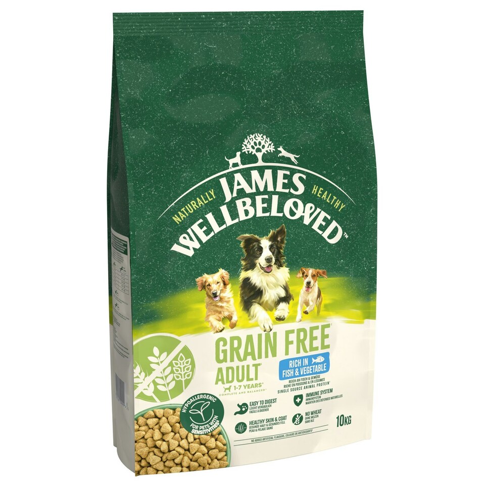 image 1 of James Wellbeloved Grain Free 1-7 Years Adult Dry Dog Food Fish & Veg 10kg