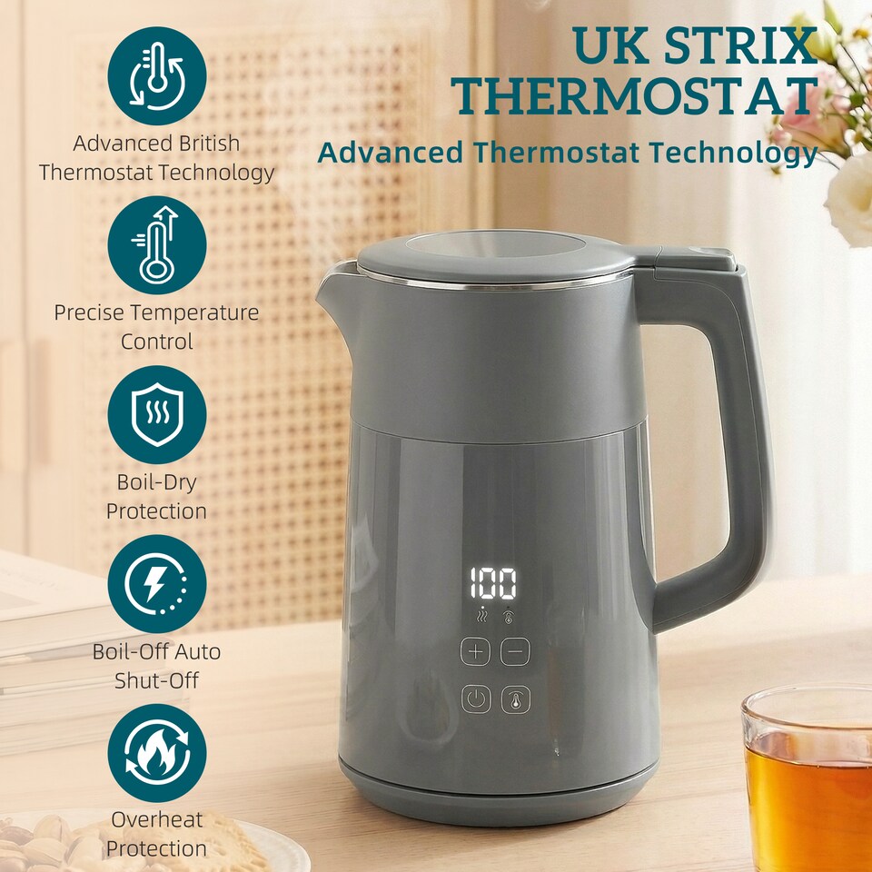 image 1 of HOMCOM 1.7L Fast Boil 3000W Electric Kettle with LED Display
