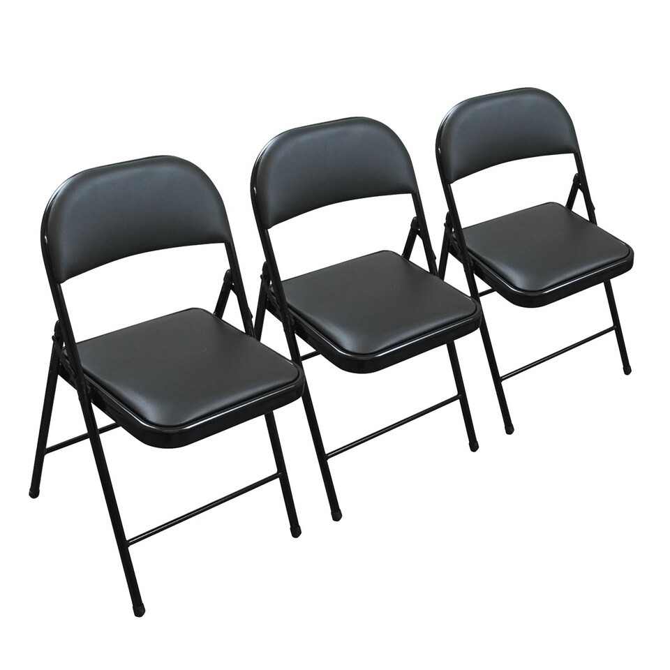 image 1 of TekBox 3x Folding Faux Leather Chairs