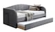 image 1 of Grey Day Bed,Sofabed,Guest Trundle Fabric Upholstered Velour, Bed Frame | Grey | Single