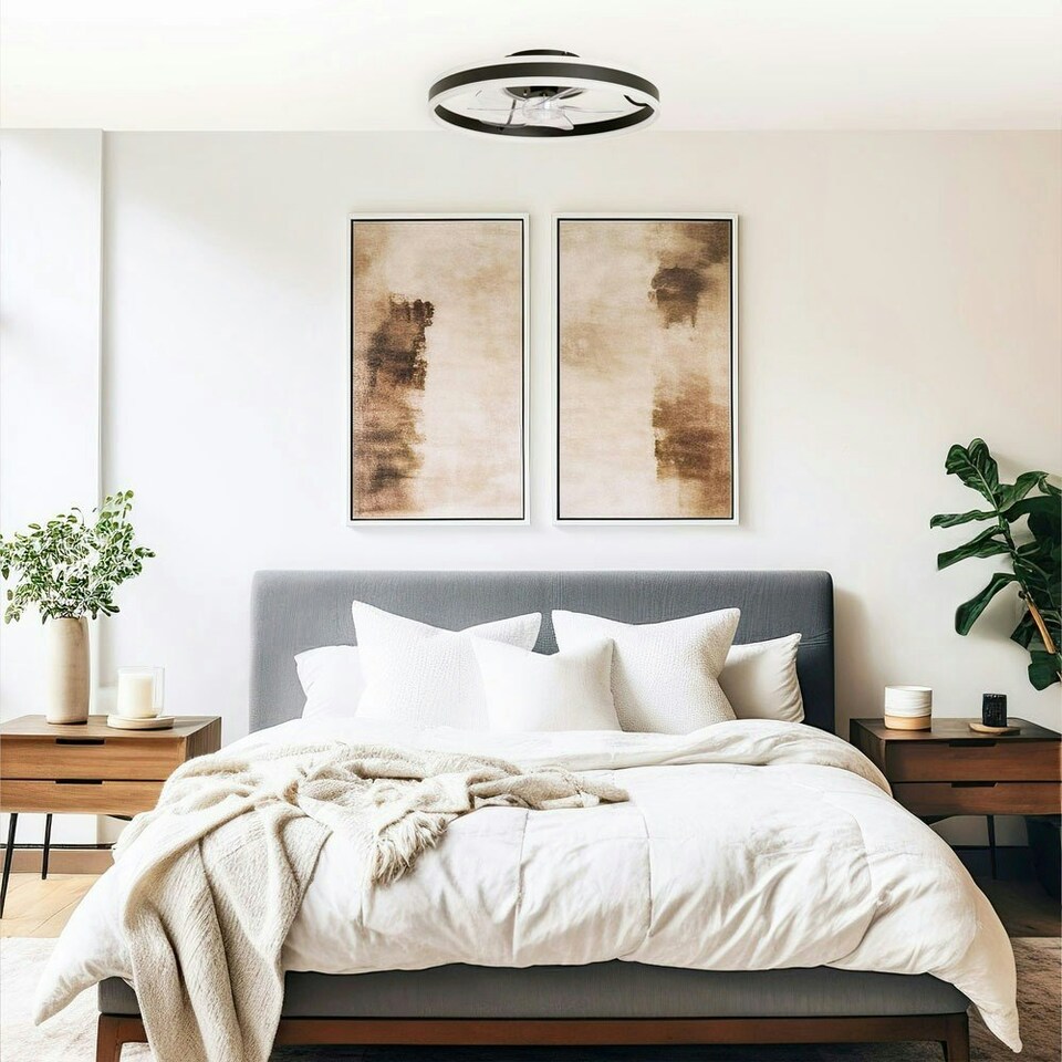 image 1 of ValueLights Infinity Black Circle Integrated LED Ceiling Fan & Remote