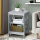 image 6 of COSTWAY 3-Tier Nightstand Side Table X-Design End Table Grey