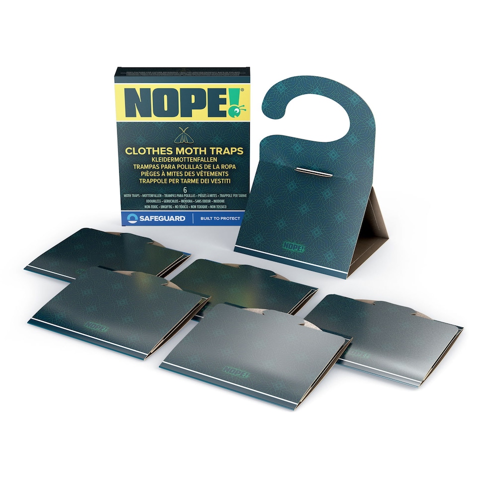 image 1 of NOPE Clothes Moth Traps (x6) Odourless Non-Toxic Pheromone Sticky Trap For Cupboards, Drawers & Clothes - Child & Pet Safe.