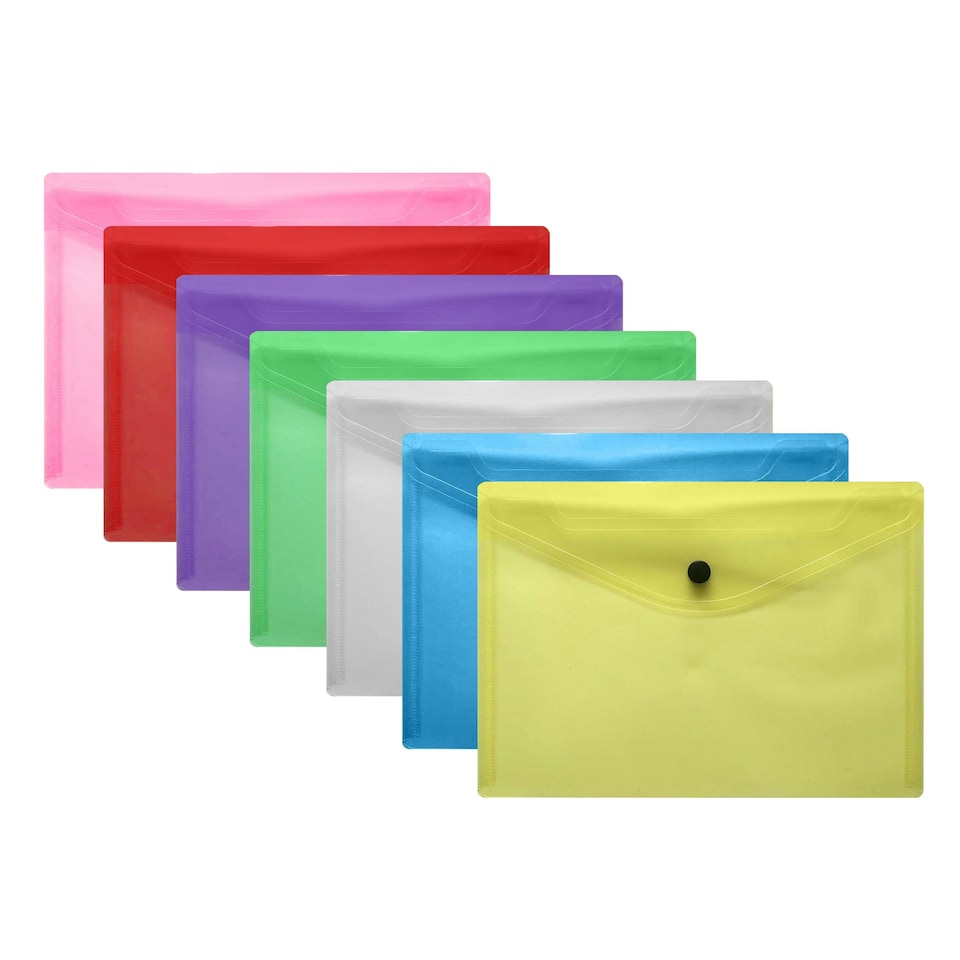 image 1 of Pack of 12 Janrax A4 Yellow Document Wallets - Button Stud Folder