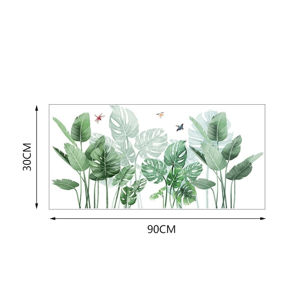 image 1 of Living and Home Tropical Rainforest Greenery Plants Wall Sticker | Green