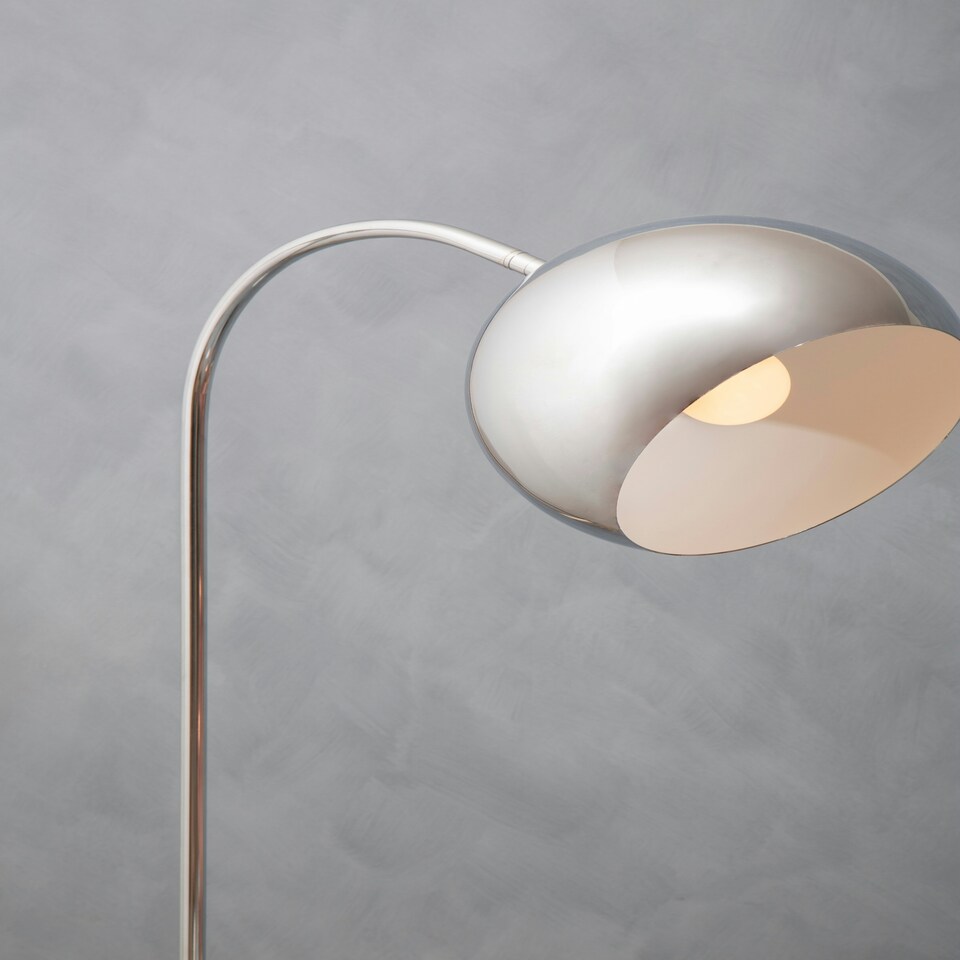 image 1 of Interiors by Premier Floor Chrome Finish Lamp With White Base Silver