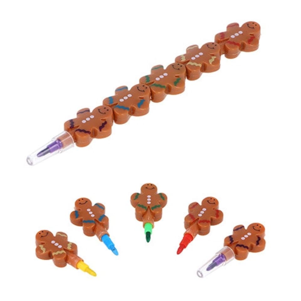 Gingerbread Man Christmas 5-Colour Crayon Stacker Pen