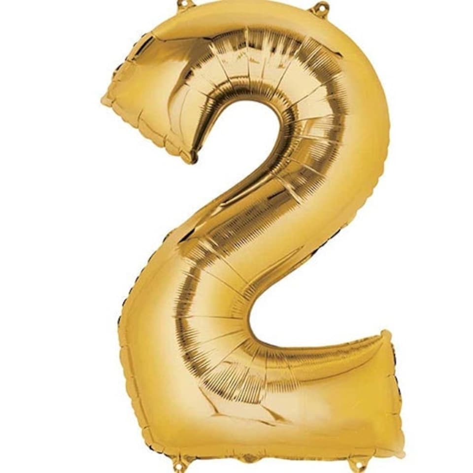 Gold Number 2 Air Fill Foil Balloon 40cm / 16 in