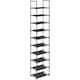 image 1 of 10-Tier Shoe Tower, Compact Storage Rack with Fabric Shelves and Metal Frame, Black