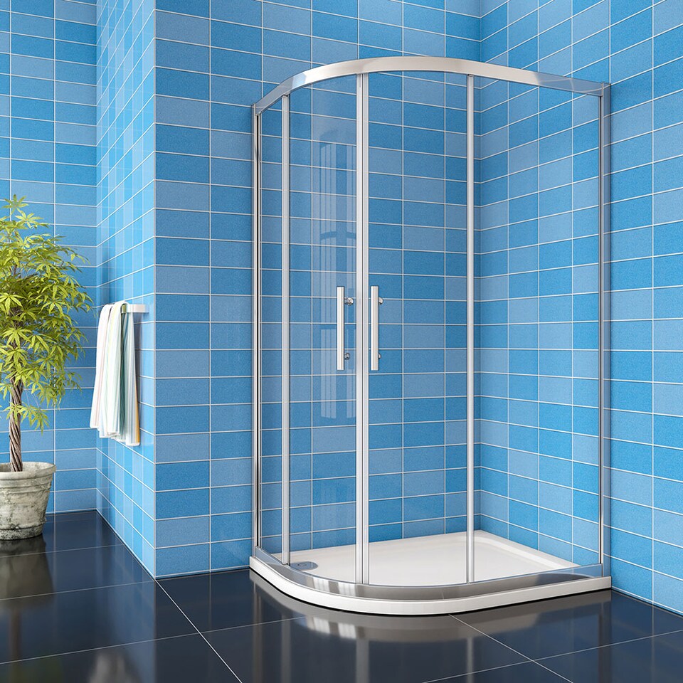 image 1 of Aica Bathrooms 1000x900x1850mm Quadrant Shower Enclosure Walk In Corner Cubicle Glass Screen Door | Chrome