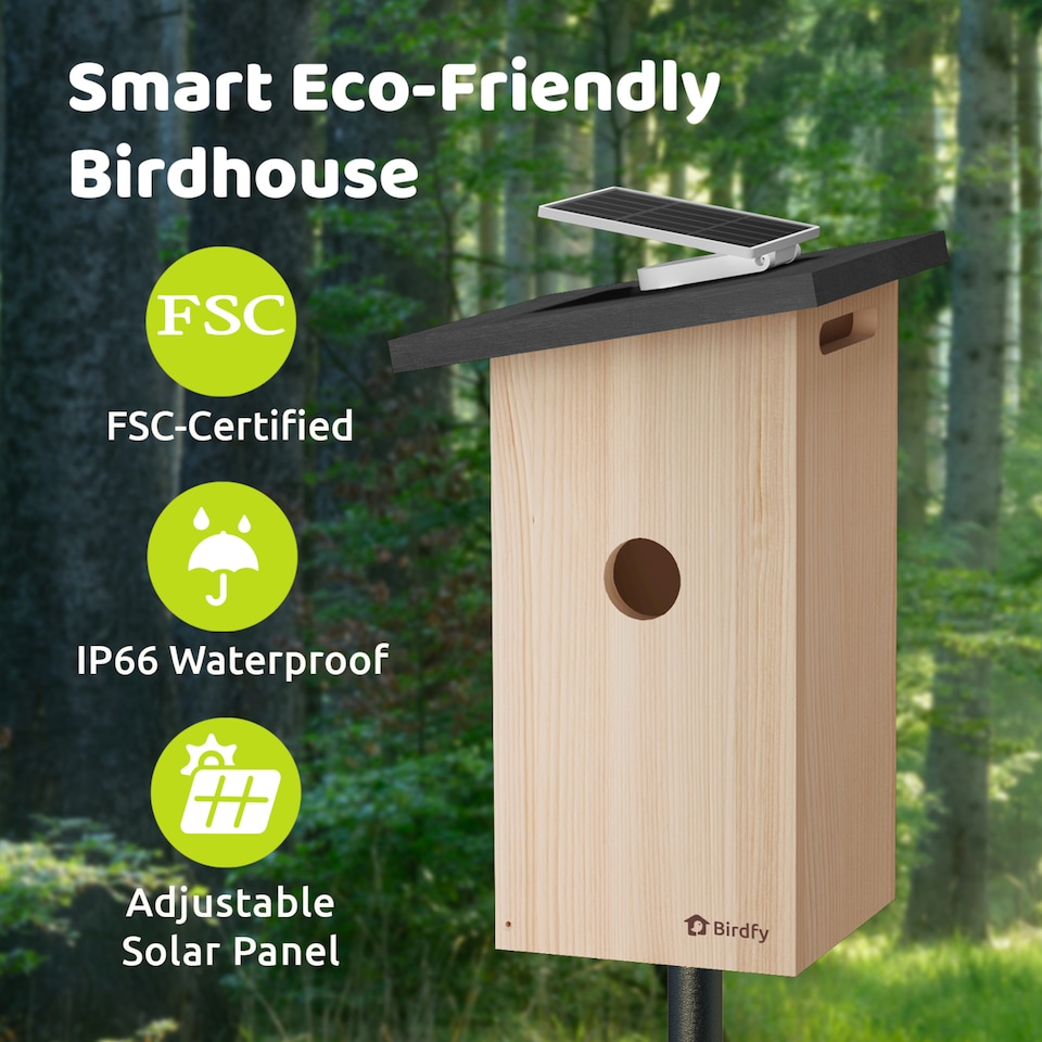 image 1 of BIRDFY EBONY LITE SMART BIRD HOUSE