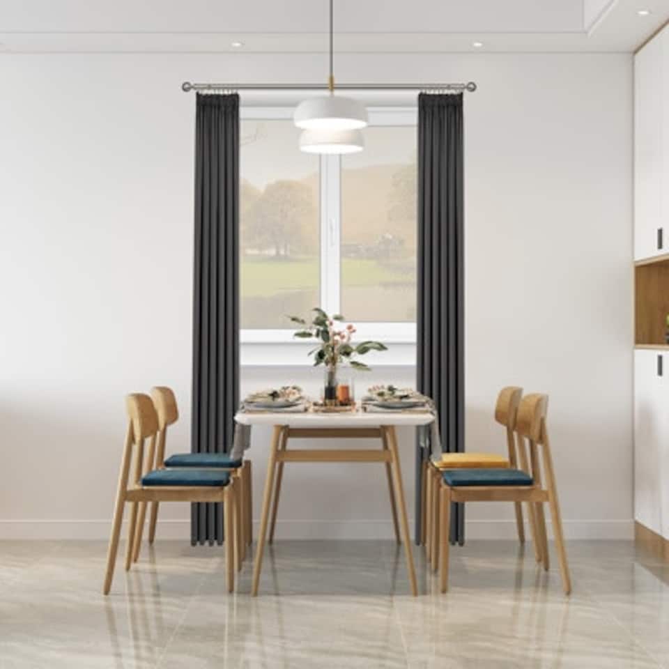 image 1 of 25-28mm Ball End Satin Silver Metal Curtain Pole Set 120 - 210cm | Silver | Silver