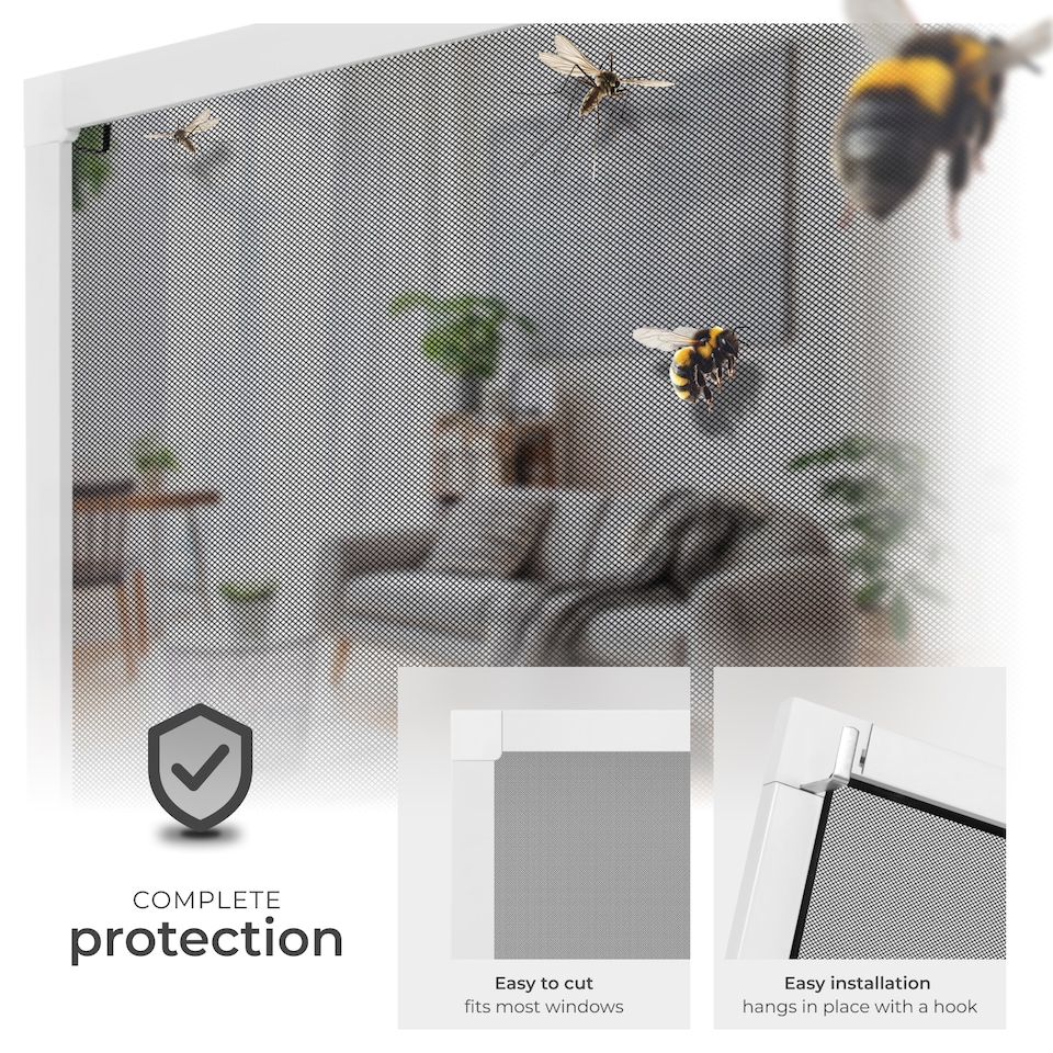 image 1 of Fly Screen - for window frame, individually adjustable | White | white | 120 x 140 cm | 1