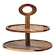 image 1 of Kora Sheesham Wood Two Tier Cake Stand Brown
