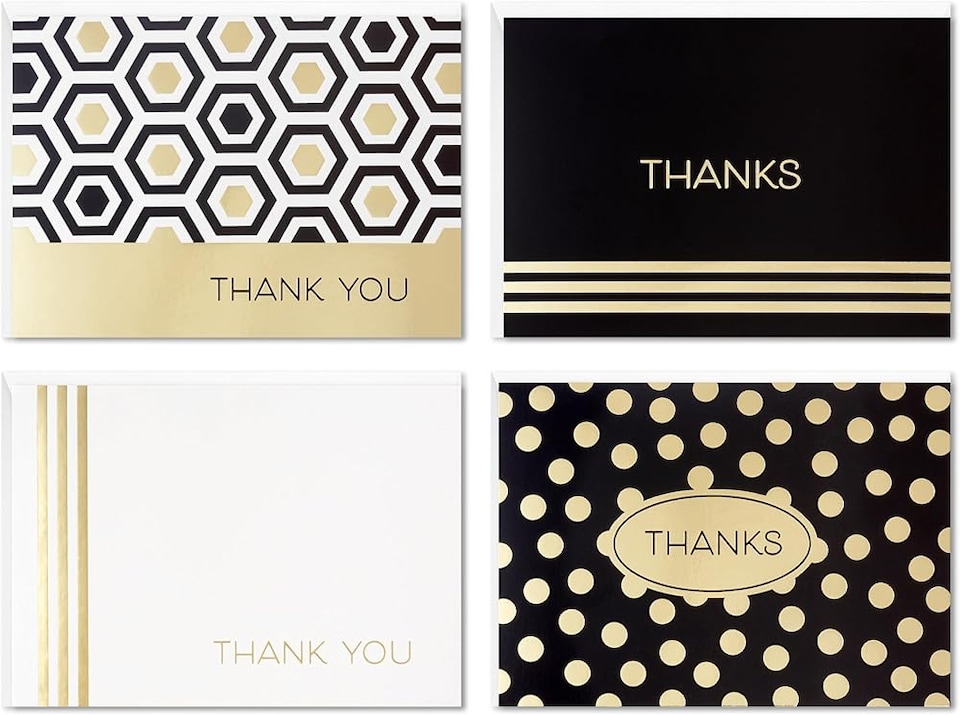 image 1 of Gold Foil Pack of 40 in 4 Designs Thank You Cards