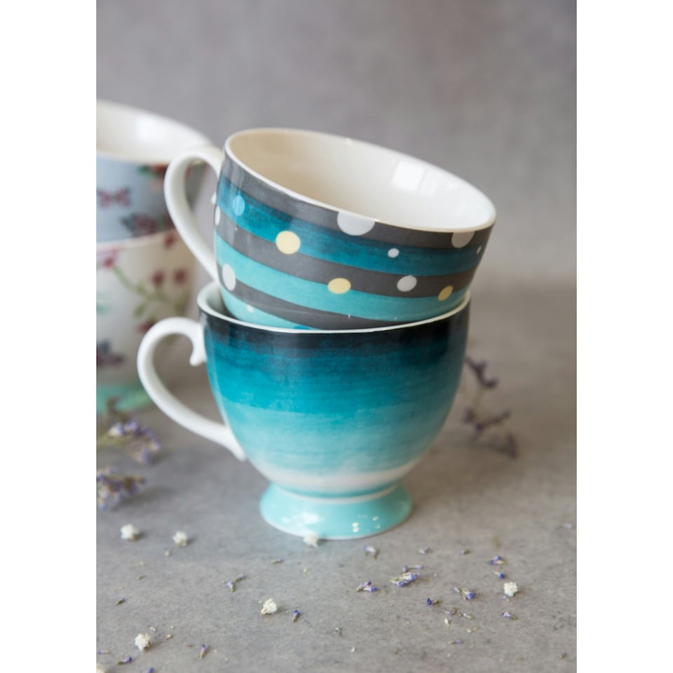 image 1 of KitchenCraft China Spot Stripe Mug | Blue | 1