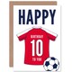 image 1 of Football Strip Kit White Red Jersey 10 Year old Kids 10th Birthday Card