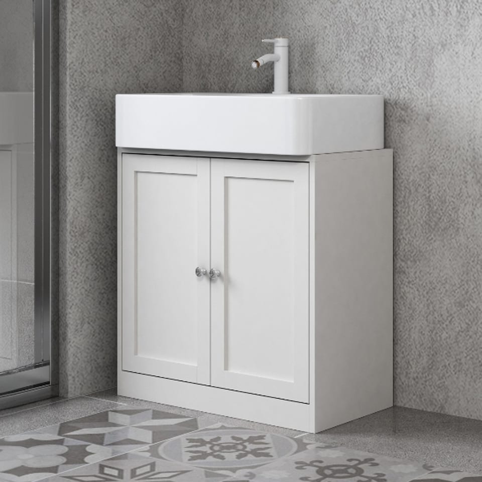 image 1 of Under Sink Full Pedestal Basin Cabinet Cupboard Bathroom Storage Unit | White | 1