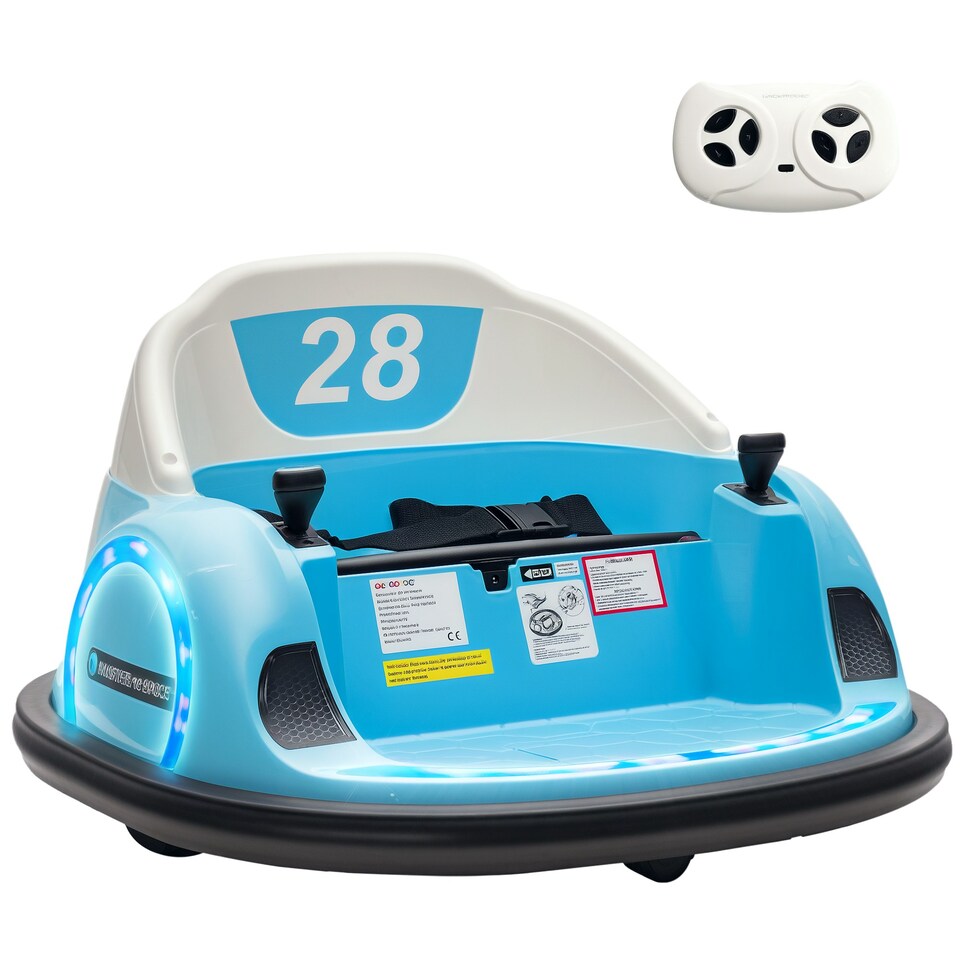 image 1 of AIYAPLAY 360° Rotation 12V Kids Bumper Car w/ Remote Control, Light Blue