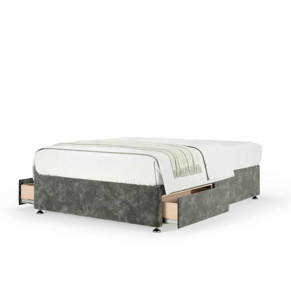 image 1 of Majestic 1000 Pocket Sprung Charcoal Chenille 2 Drawer Divan Set Double