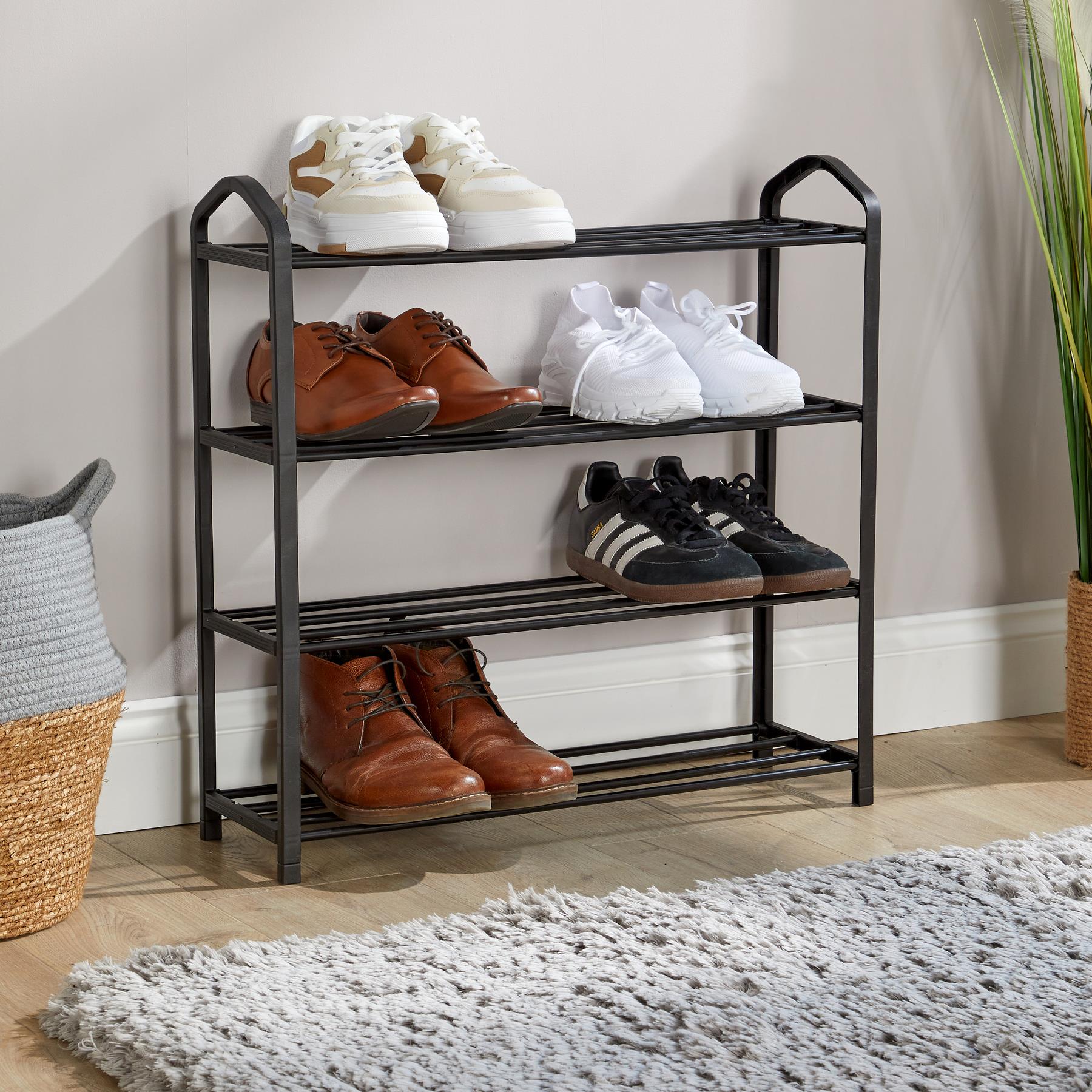 4 or 5 Tier Shoe Storage Rack Footwear Stand Shelf Hallway Entryway Organiser | Black