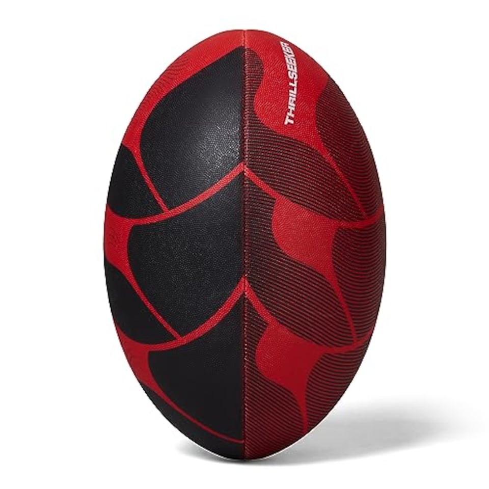 image 1 of Canterbury Unisex Thrillseeker Play Rugby Ball | Standard Grip | Training Ball Rugby Ball, Red/Black, 5