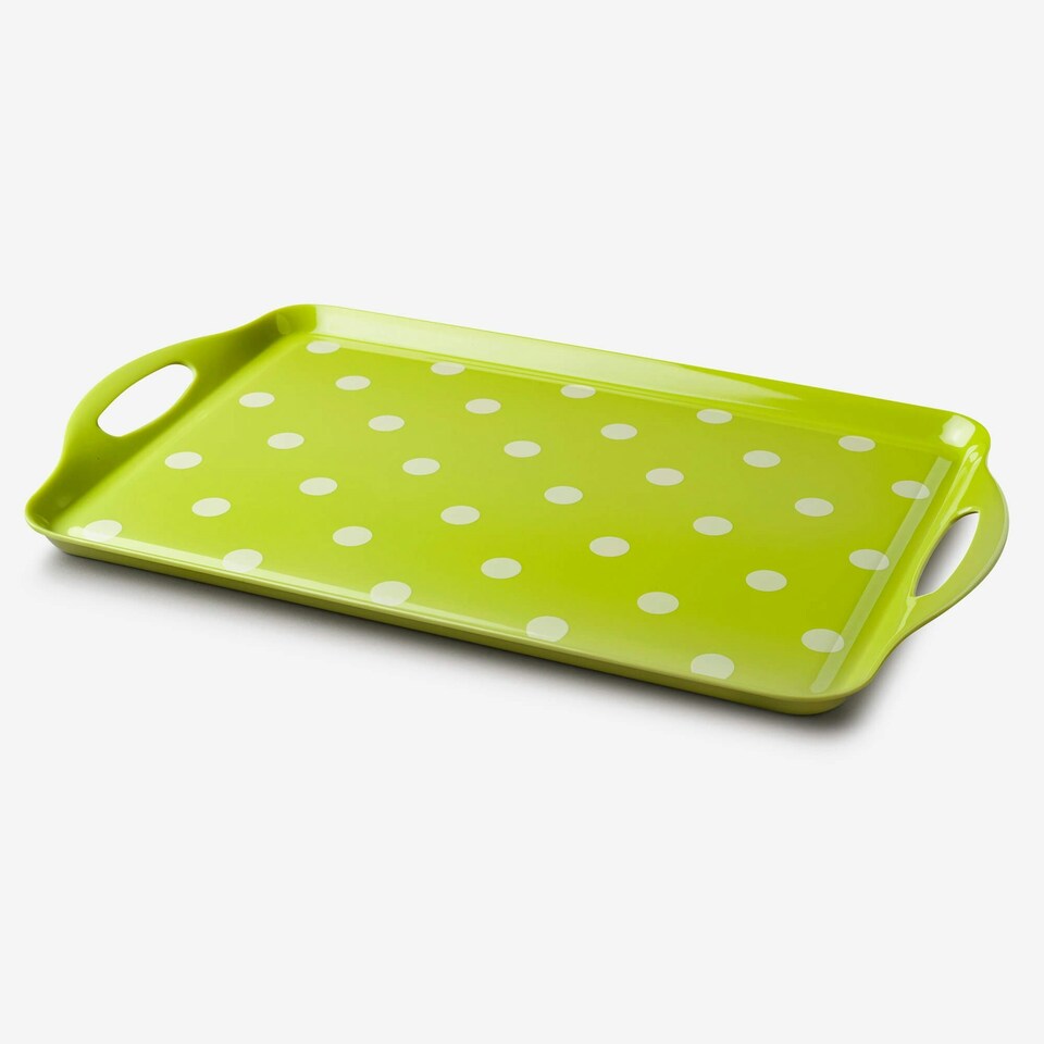 image 1 of Melamine Dotty Tray, Large | Grey | Dark Grey