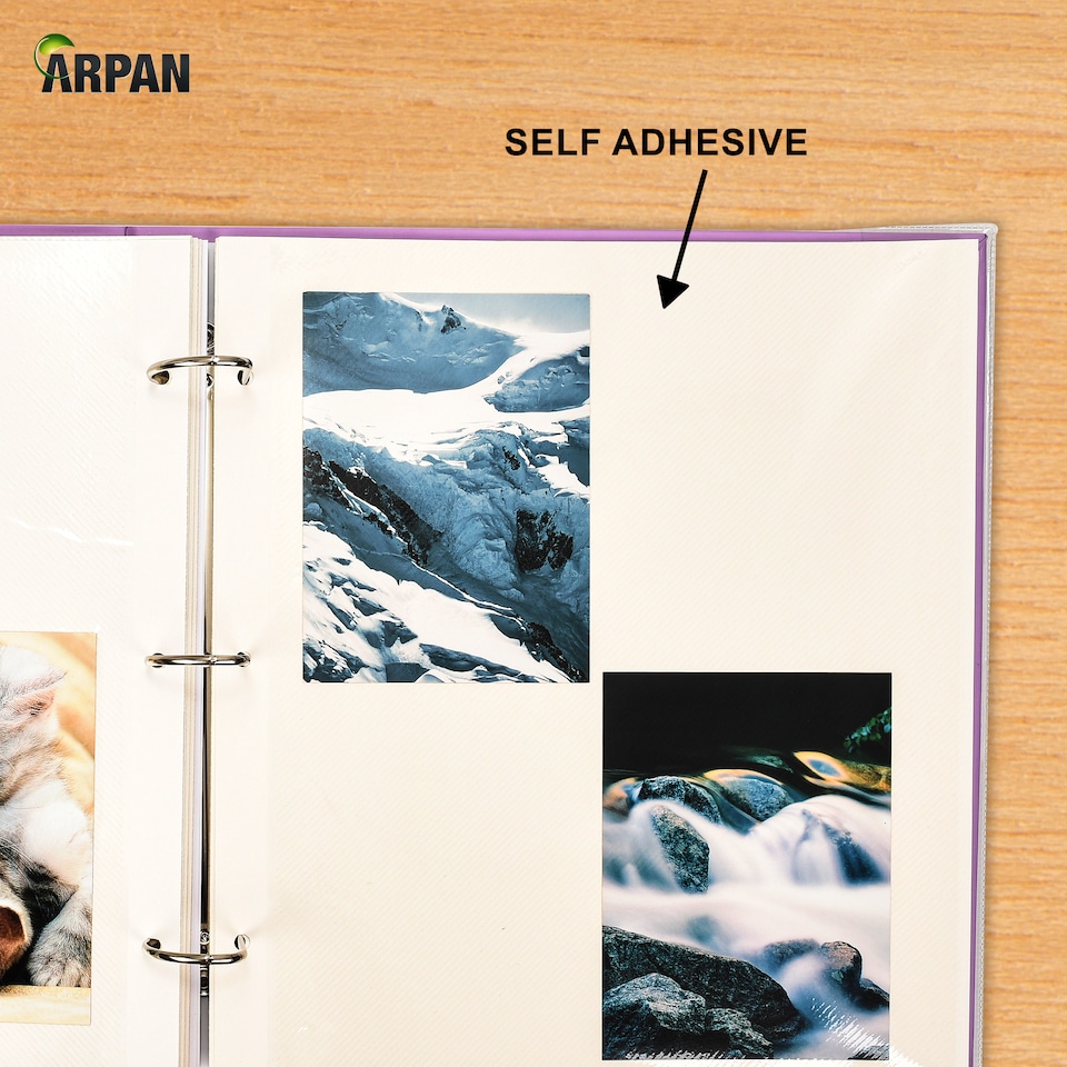 image 1 of ARPAN Extra-Large 3-Ring Binder Self Adhesive Photo Album – 20 Sheets / 40 Sides – Sticky Page Scrapbook Memory Album for Photos, Keepsakes & Special Occasions