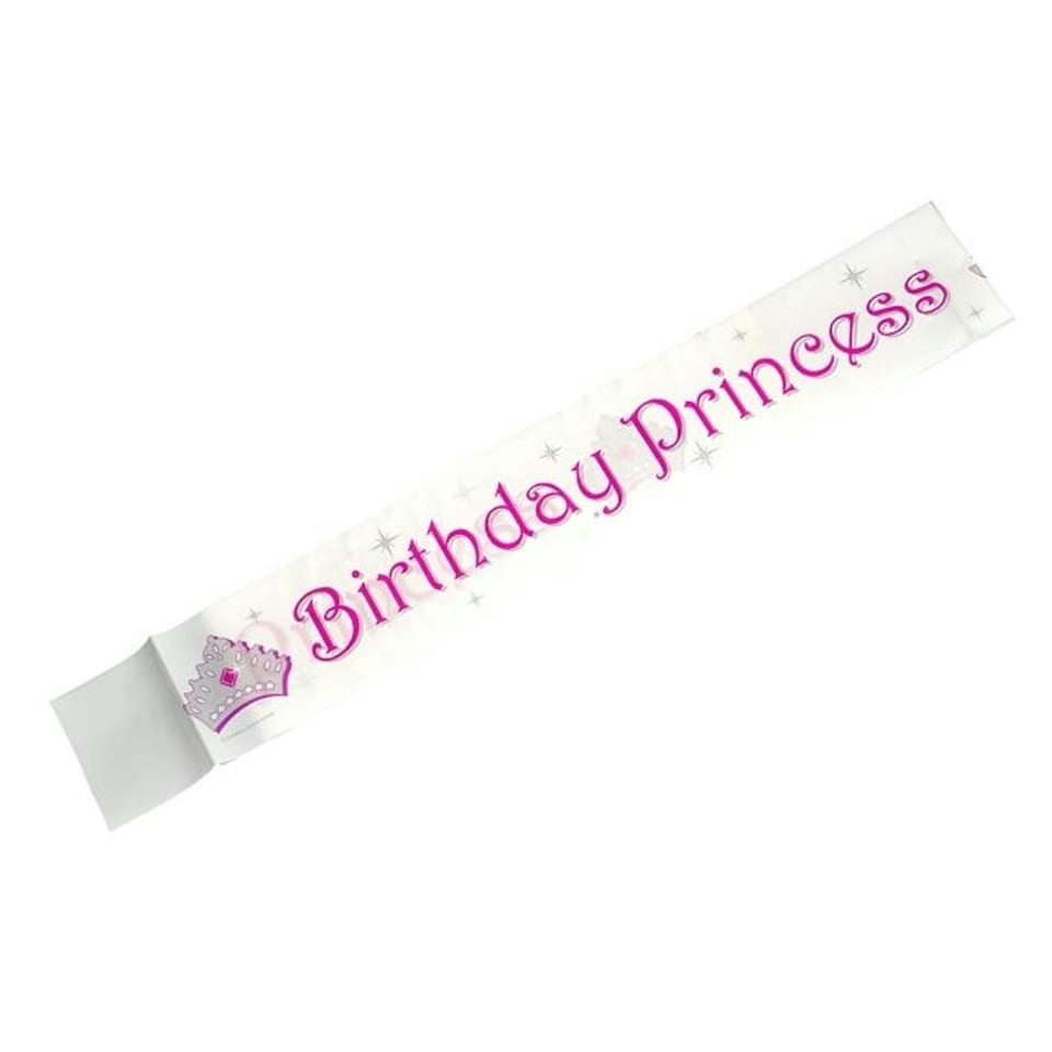 Creative Party Birthday Princess Foil Party Sash - White/Pink - One Size