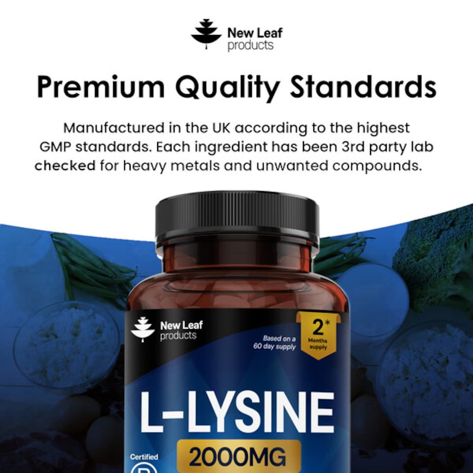 image 1 of L-Lysine Tablets 120 Vegan Tablets 2000mg Per Serving