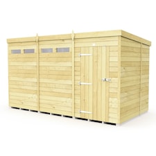 12 x 6 Feet Pent Security Shed - Single Door - Wood - L178 x W358 x H201 cm | Brown