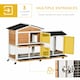 image 5 of PawHut Rabbit Hutch, Bunny Cage Outdoor 2-Tier w/ Wheels & Tray, Yellow