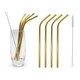 image 1 of Glim Glam Straws Drinks Set Brush Stainless Steel Gold 4pcs