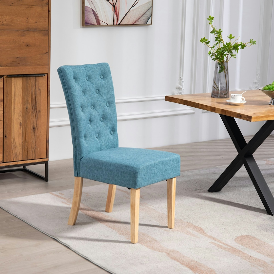 image 1 of Set of 2 Pienza Fabric Dining Chairs - Teal