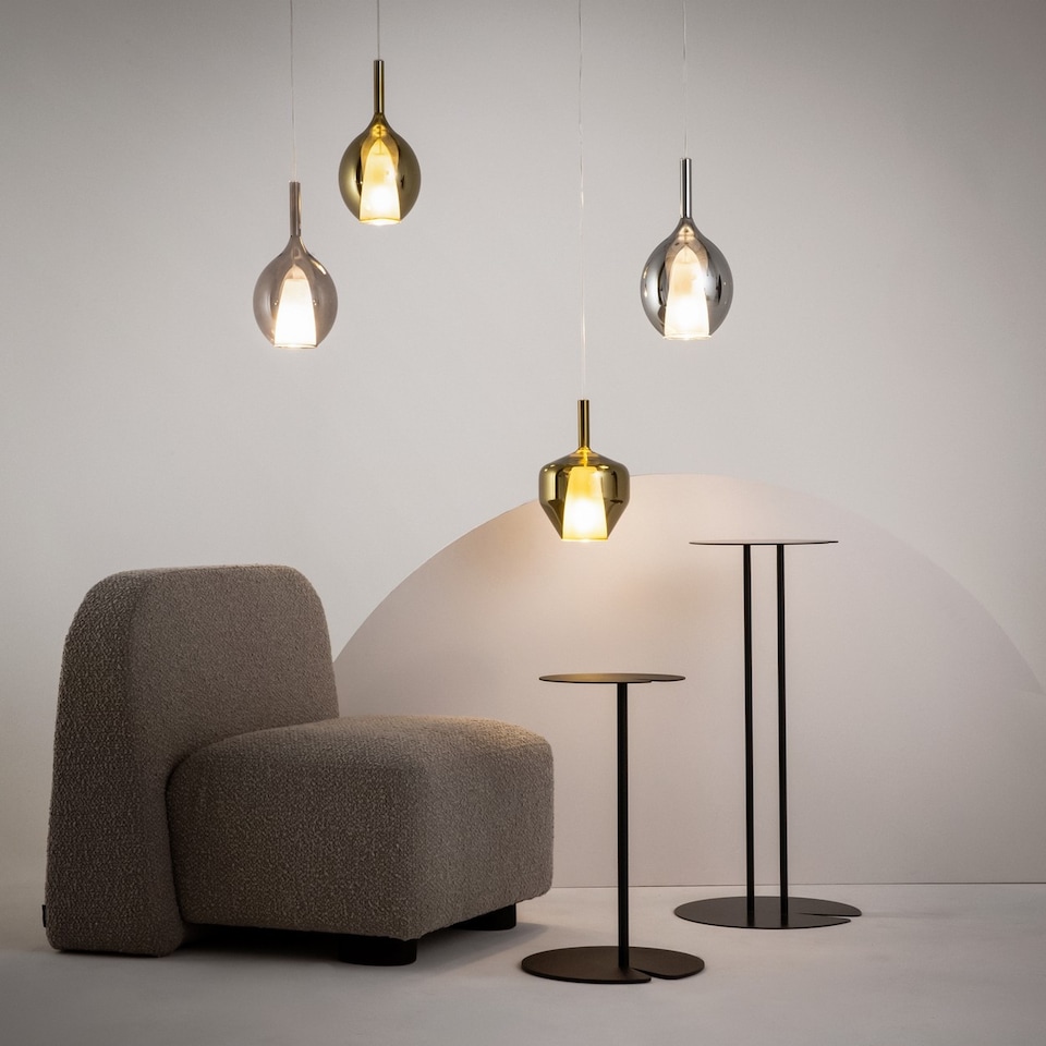 image 1 of Duality Modern 20cm Dome Pendant Ceiling Light Black 1xE27 Gold Shade