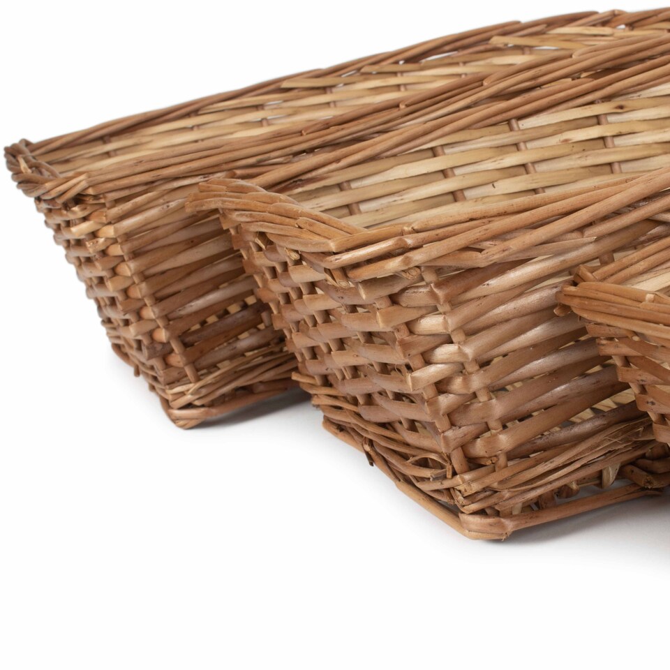 image 1 of Tapered Split Willow Tray Set of 3 | Brown | Brown | Set of 3