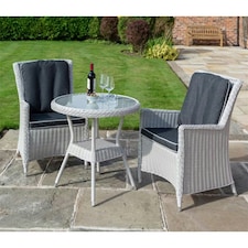 2 Seater Putty Grey Rattan Weave Garden Bistro Set
