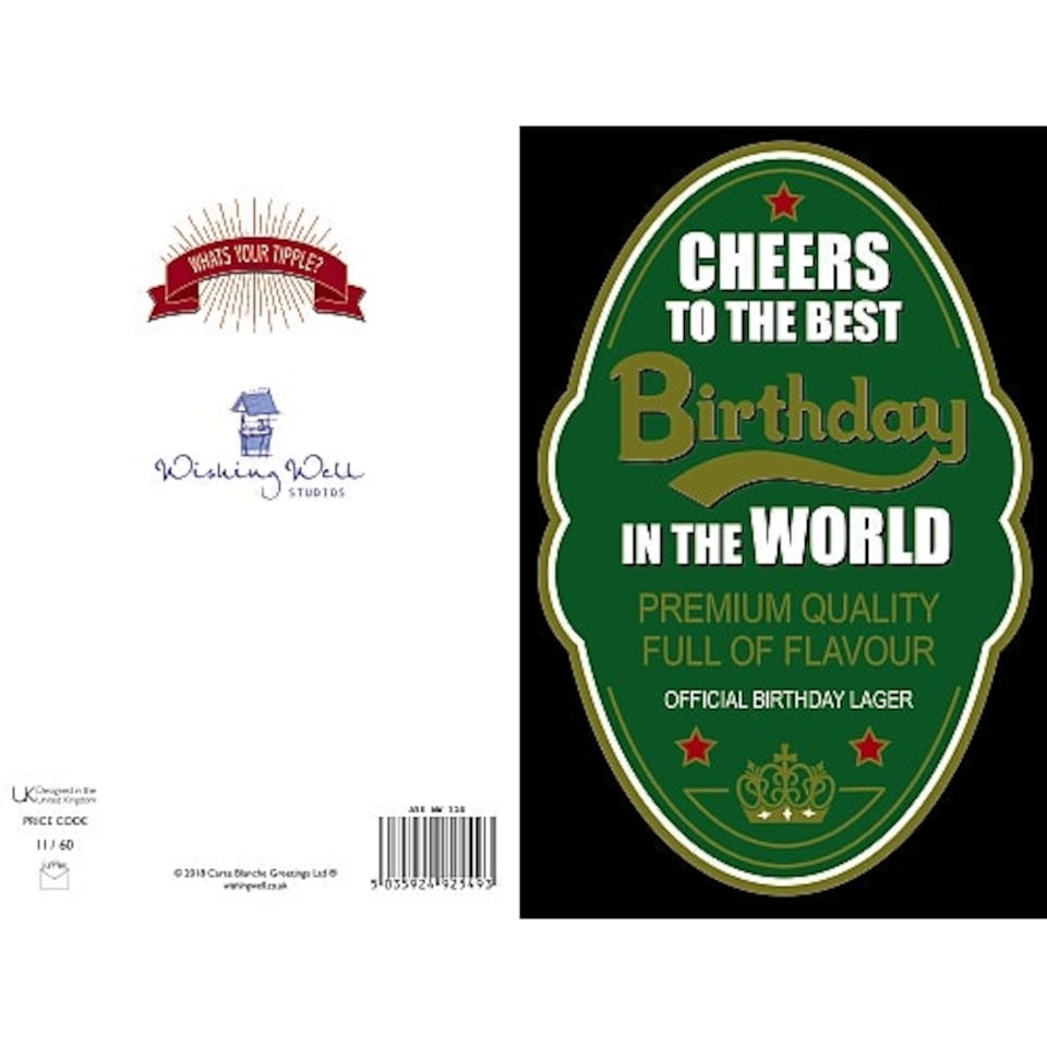 image 1 of Cheers Premium Quality Lager Birthday Card For Him