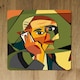 image 2 of portrait cubism art style,man calls on a phone (Placemat & Coaster Set)