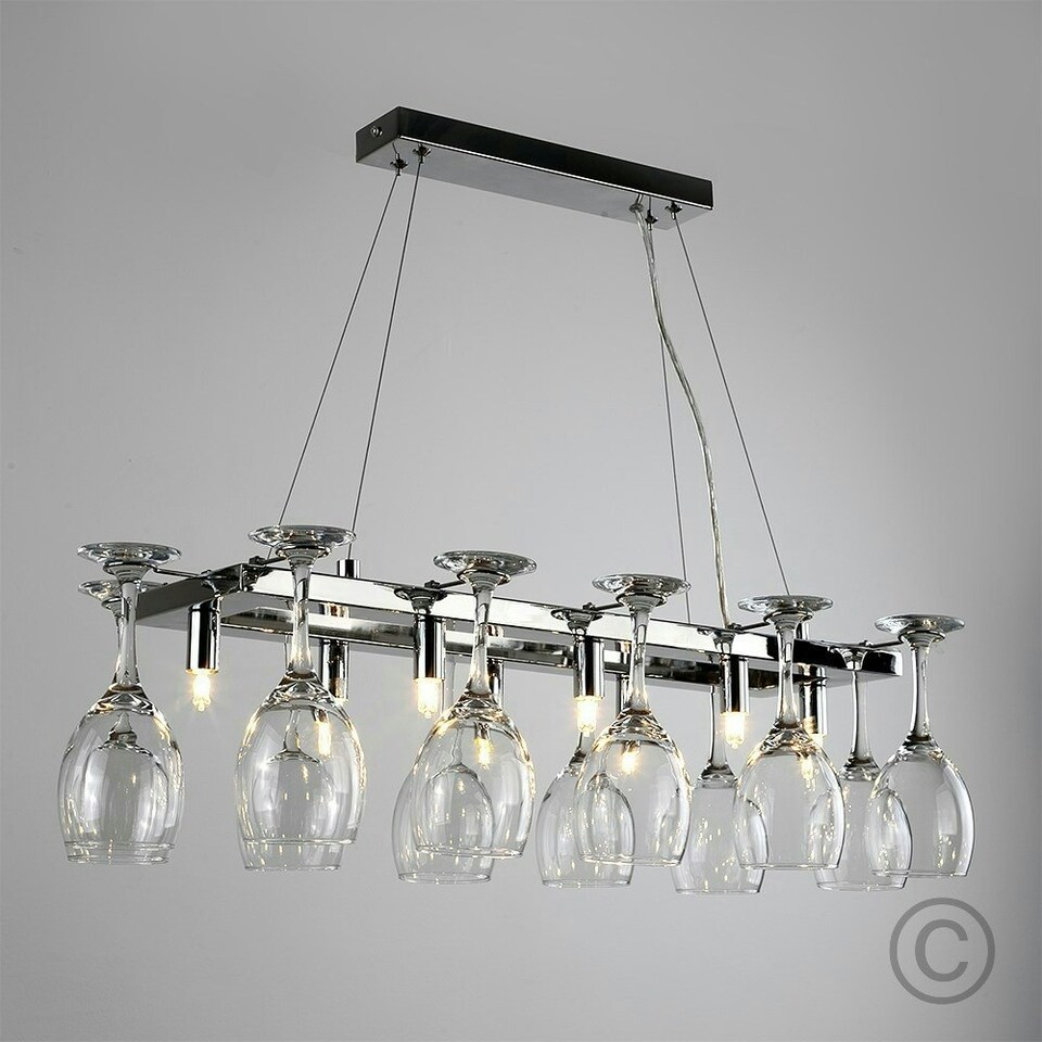image 1 of ValueLights Chalice Wine Glass Polished Silver Pendant Light and G9 Capsule LED 3W Warm White 3000K Bulb