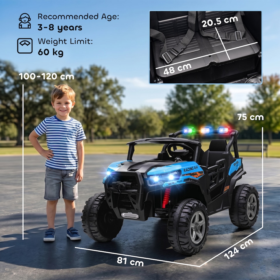 image 1 of AIYAPLAY 24V Electric Ride on Car, 2-Seater Kids Electric Truck, Blue