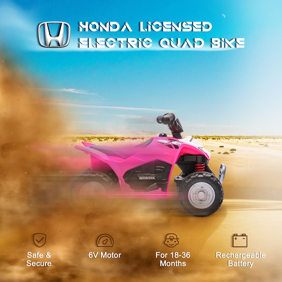 image 1 of AIYAPLAY Honda Licensed Kids Electric Quad Bike 6V ATV for 1.5-3 Years, Blue