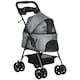 image 1 of PawHut Pet Stroller Foldable Travel Carriage w/ Brake Basket Canopy, Grey