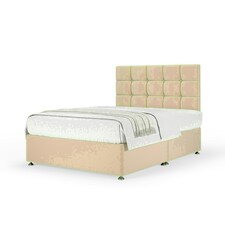 Natural Plush Velvet No Drawer Divan Base and Pearl Headboard Single